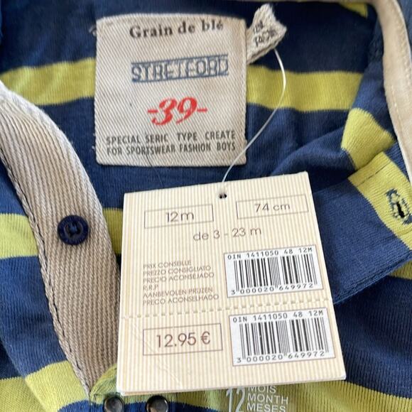 Grain De Blé Baby Boy’s Long Sleeve  T-Shirt  Blue Green Size 12m - Picture 9 of 10